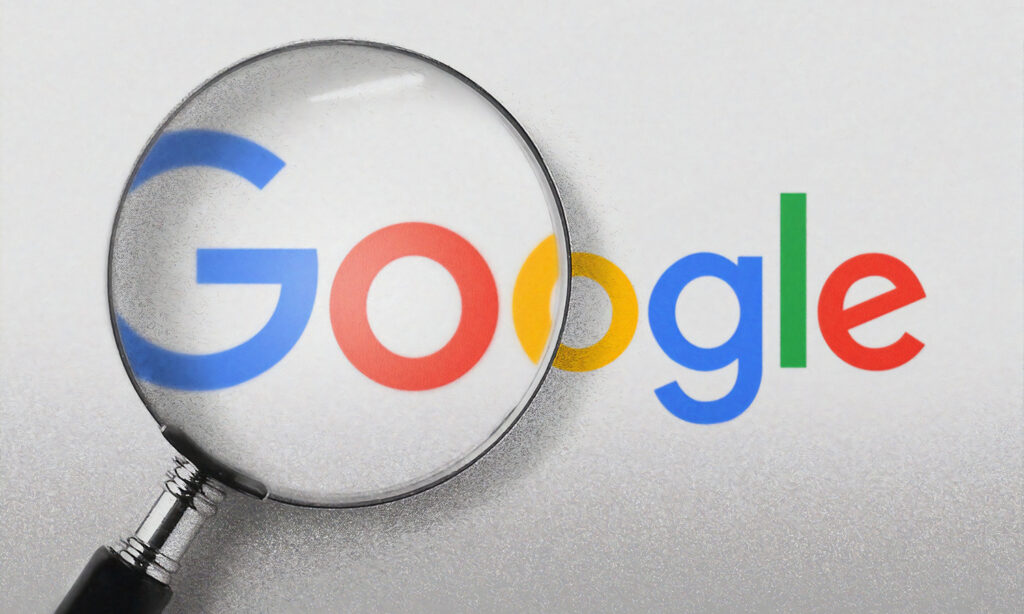 Google with magnifying glass